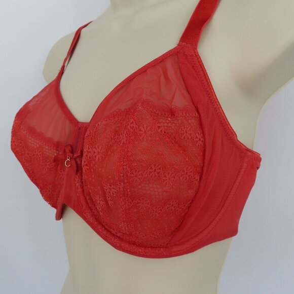 Chantelle 30H US Underwire Bra Coral Orange Lace Revele Moi Perfect FIt C15710 - Picture 4 of 15